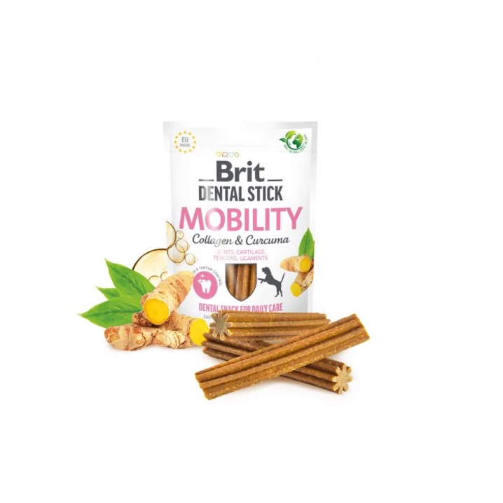 BRIT Dental Stick Mobility - dentystyczny gryzak dla psa z dodatkiem kolagenu i kurkumy, 7 sztuk, 251 g