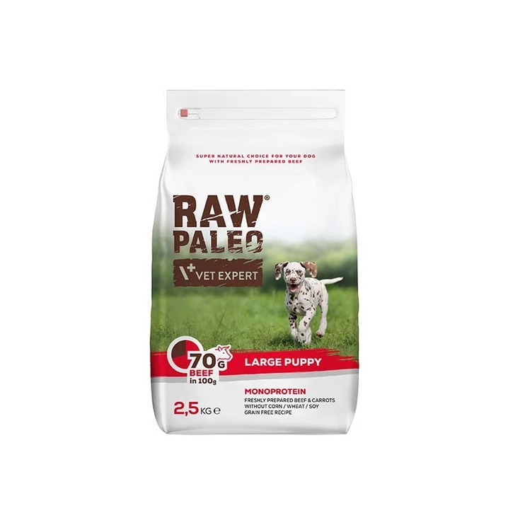 RAW PALEO Large Puppy - monoproteinowa, sucha karma dla szczeniąt ras dużych, wołowina 2,5kg