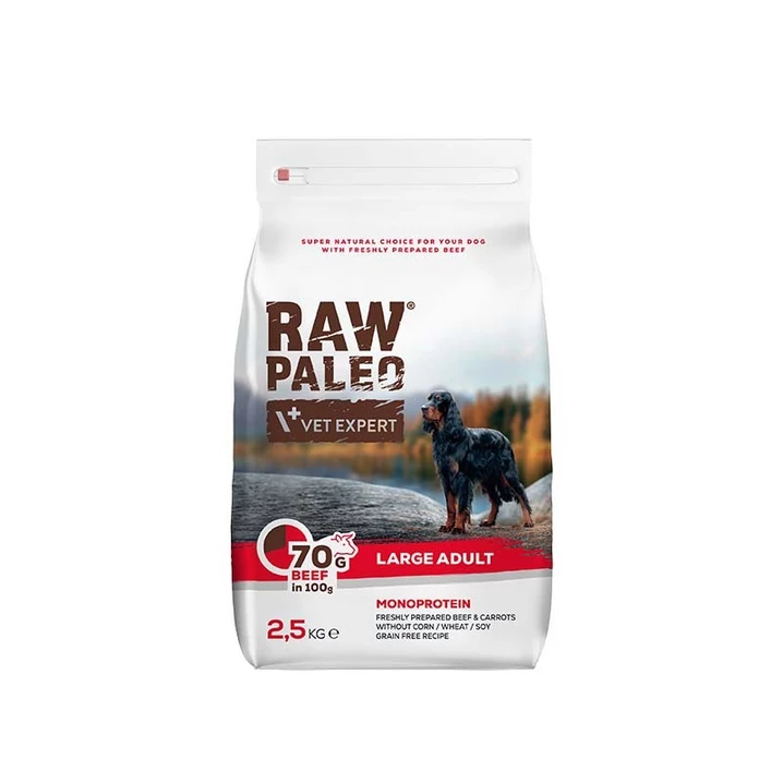 RAW PALEO Large Adult - monoproteinowa, sucha karma dla psów dorosłych ras dużych, wołowina 2,5kg