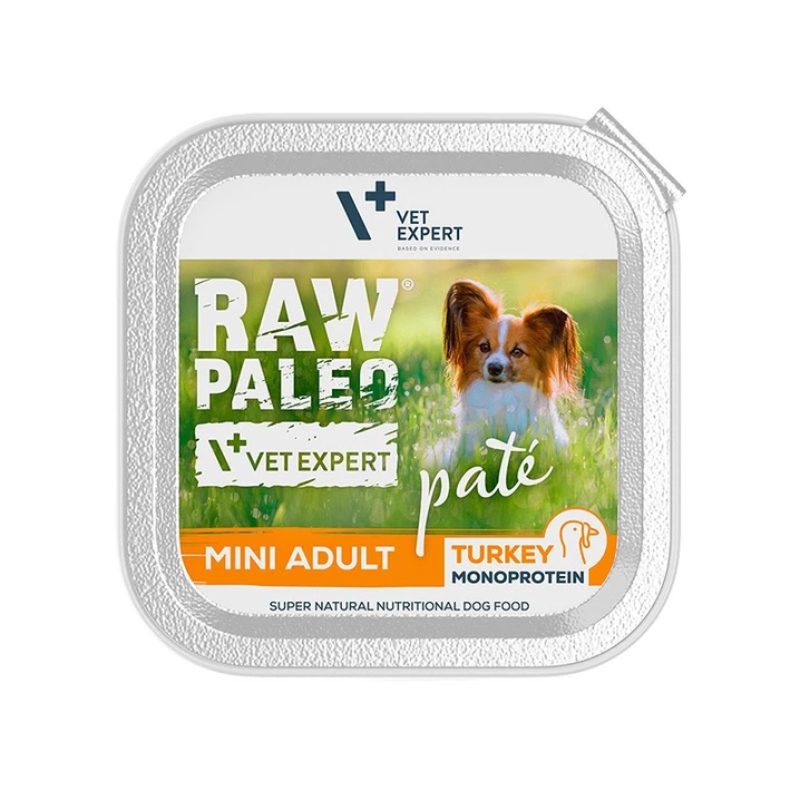 RAW PALEO Pate Adult Mini - mokra karma dla psów dorosłych ras małych, indyk 150g