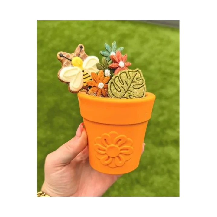 SODA PUP Flower Pot - kauczukowa doniczka dla psa do wypełniania jedzeniem, pomarańczowa - 2