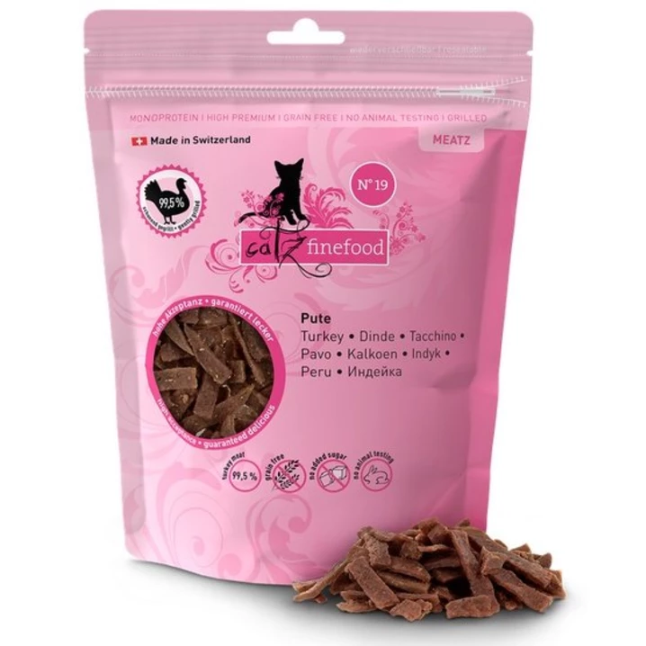 CATZ FINEFOOD Meatz - monobiałkowe, naturalne przysmaki dla kotów, indyk 45g