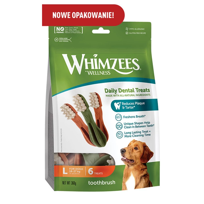 WHIMZEES Toothbrush - gryzaki dentystyczne w kształcie szczoteczki dla dużych psów L 6 sztuk