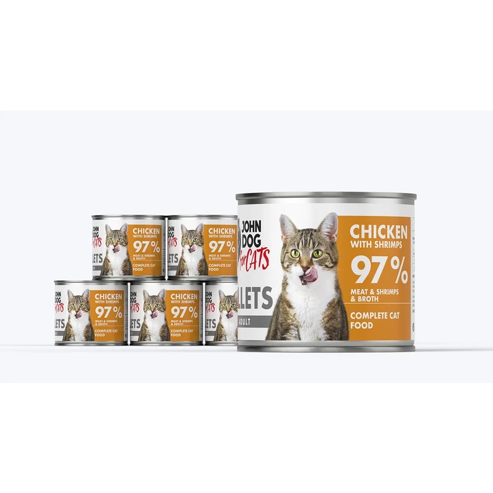 JOHN DOG for cats Fillets - pełnoporcjowa,  mokra karma dla dorosłych kotów, filet z kurczaka i krewetek - 4
