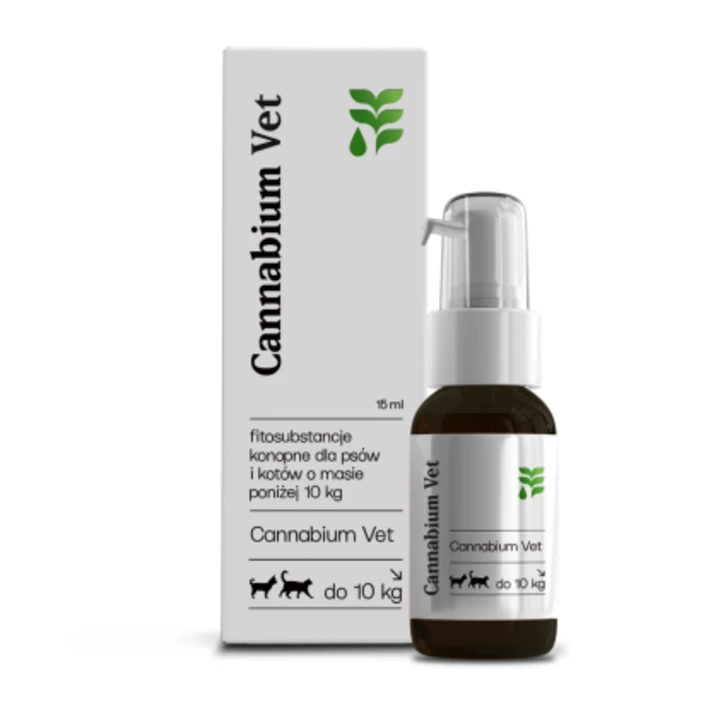 CANNABIUM VET olejek konopny 0,8%, CBD dla psów i kotów o masie do 10 kg, 15 ml