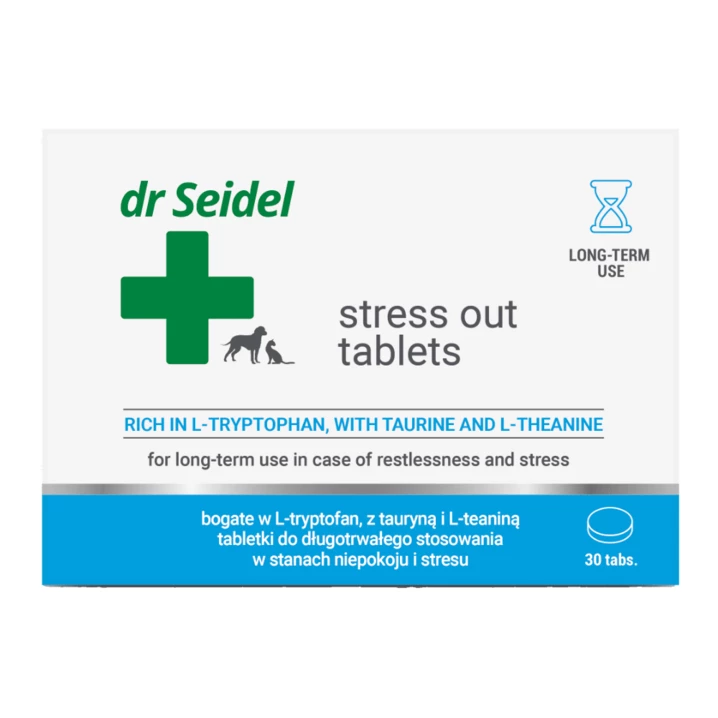 DR SEIDEL Stress out -  tabletki uspokajające do długotrwałego stosowania u psów i kotów, 30 szt.