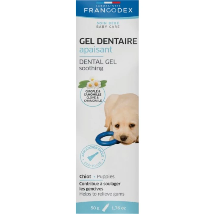 FRANCODEX Gel Dentaire - łagodzący żel dentystyczny dla ząbkujących szczeniąt 50 g (DATA WAŻNOŚCI 07.2024)
