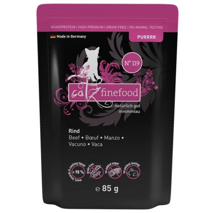 CATZ FINEFOOD Purrrr - bezzbożowa, monobiałkowa, mokra karma dla kota, wołowina 85 g