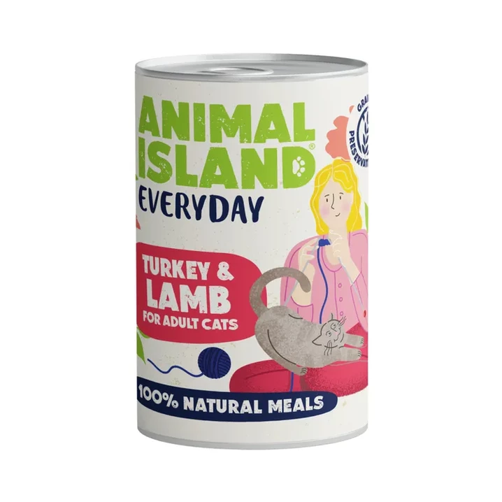 ANIMAL ISLAND Everyday - pełnoporcjowa mokra karma dla kotów, indyk z jagnięciną 400g