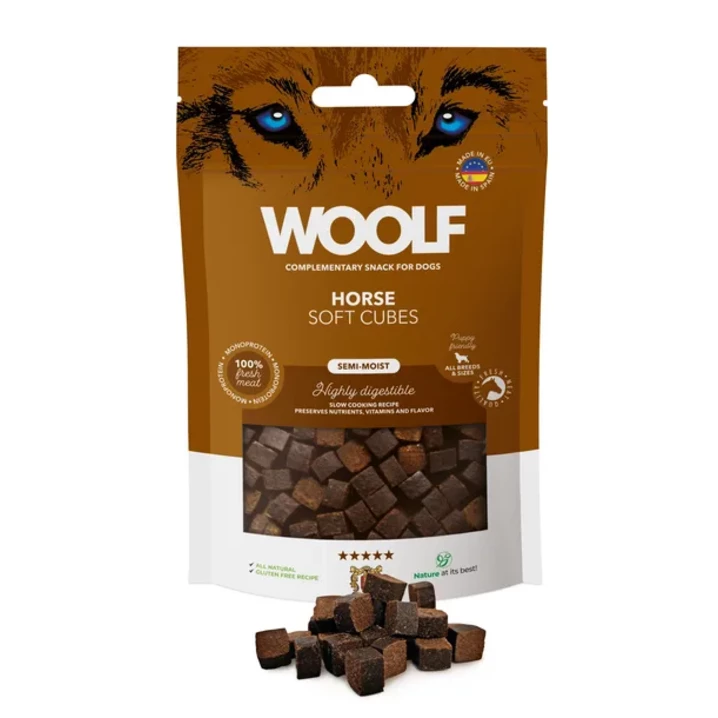 WOOLF Soft Cubes - monoproteinowe smakołyki dla psa, miękkie kosteczki z koniny 100 g