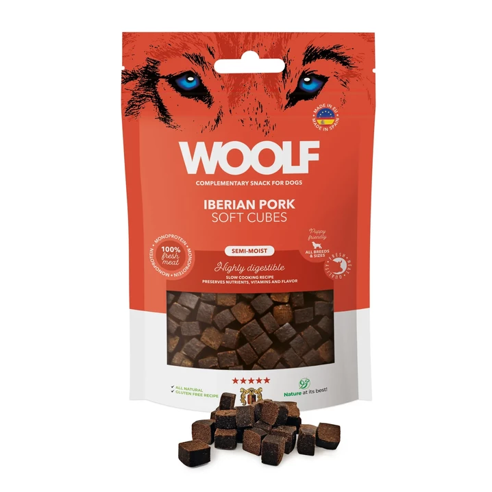 WOOLF Soft Cubes - monoproteinowe smakołyki dla psa, miękkie kosteczki z wieprzowiny 100 g