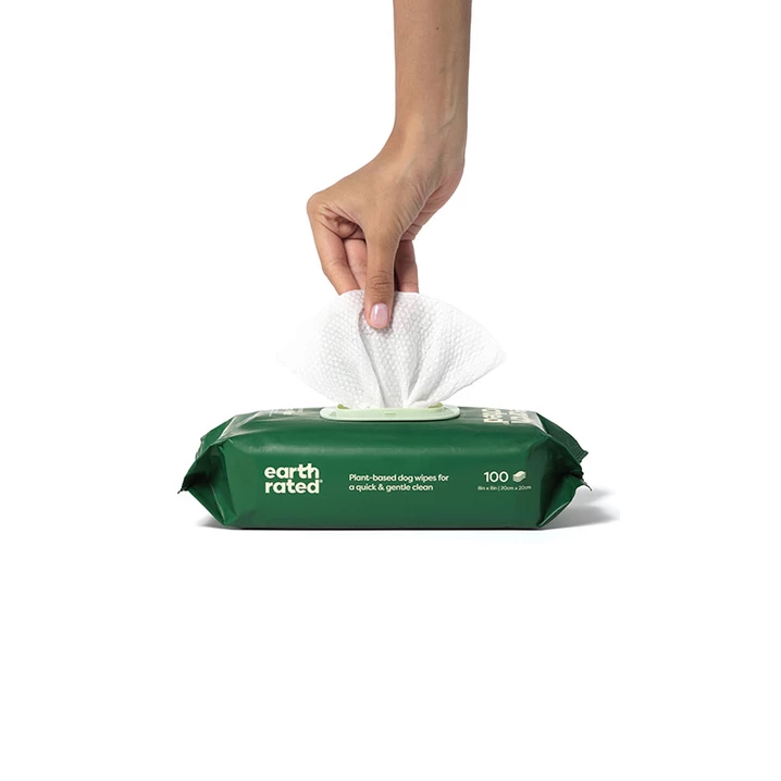 EARTH RATED Dog wipes - kompostowalne, mokre chusteczki do higieny psów i kotów, bezzapachowe 100 szt. - 2