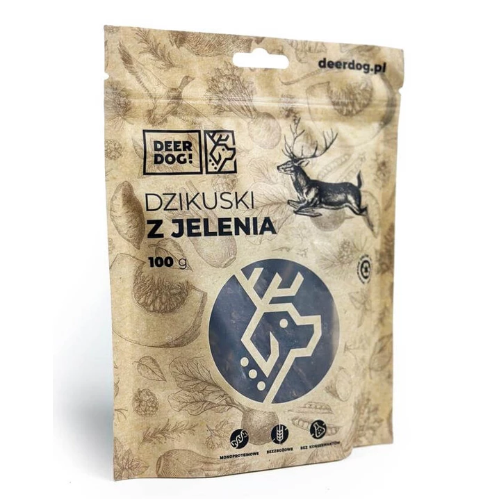 DEER DOG! Dzikuski z jelenia -  mięsna przekąska dla psa w formie elastycznych pasków 100g