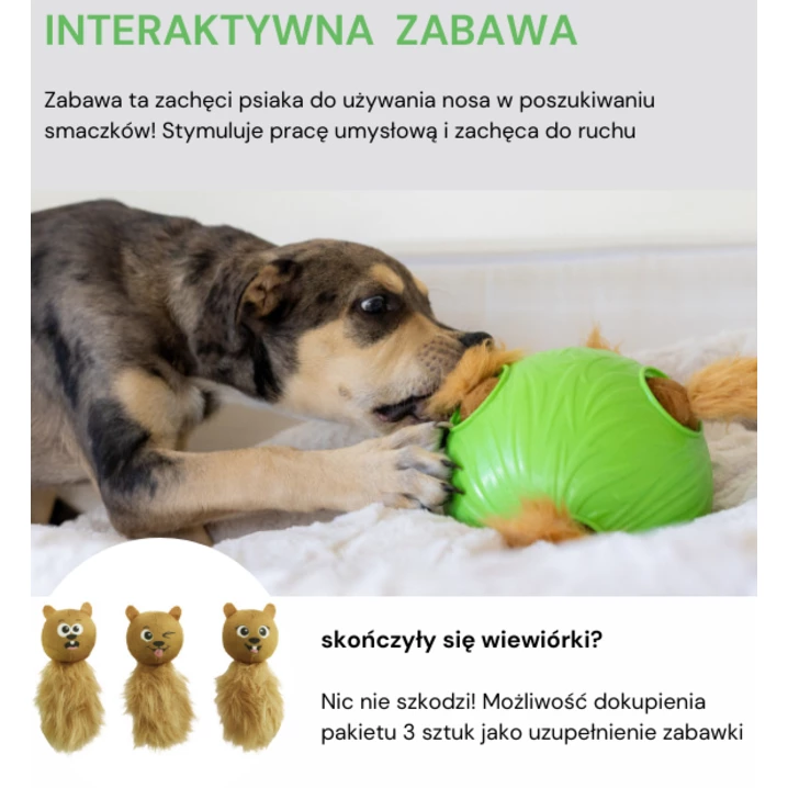 OUTWARD HOUND Nina Ottosson Dog Snuffle Treat Ball - łamigłówka dla psa, piłka wiewiórkami - do zabawy i na smakołyki - 4