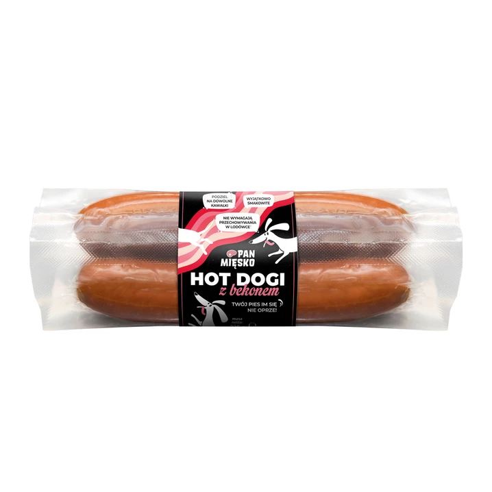 PAN MIĘSKO Hot-Dogi  - aromatyczne kiełbaski dla psa z dodatkiem bekonu 220g