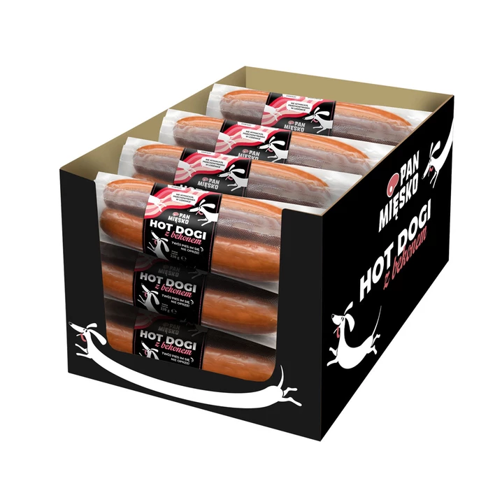 PAN MIĘSKO Hot-Dogi  - aromatyczne kiełbaski dla psa z dodatkiem bekonu 220g - 2