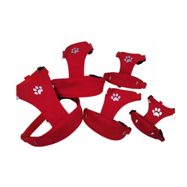 PELO - bezuciskowe szelki dla kota z dwoma klamrami, czerwone - 2