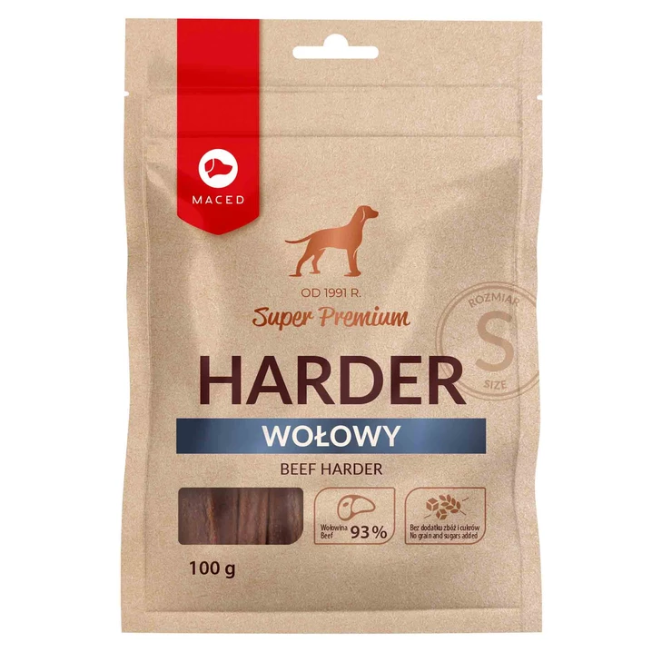 MACED Super Premium Harder z wołowiną rozmiar S - mięsny gryzak dla psa z wysoką zawartością kolagenu, 5 sztuk