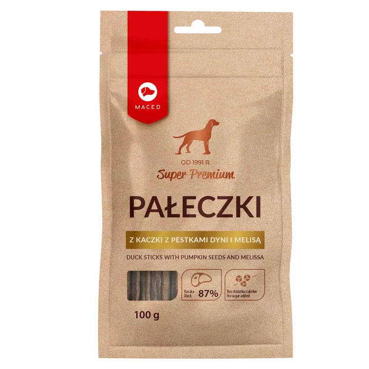 MACED Super Premium - miękkie pałeczki z kaczką, pestkami dyni i melisą 100g