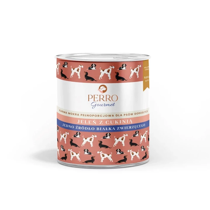 PERRO Gourmet - monobiałkowa, wysokomięsna mokra karma dla psa, jeleń z cukinią - 2
