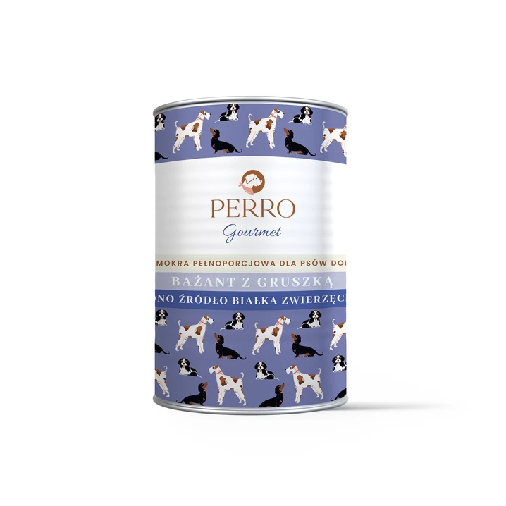 PERRO Gourmet - monobiałkowa, wysokomięsna mokra karma dla psa, bażant z gruszką 400g