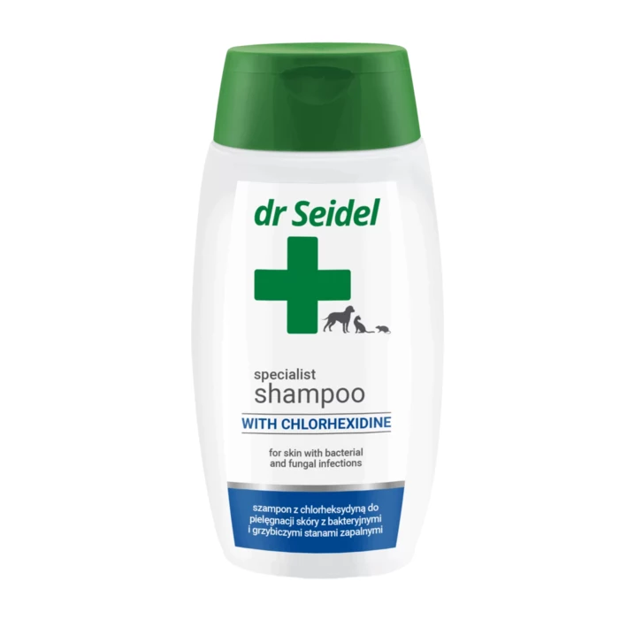 DR SEIDEL - szampon z chlorheksydyną do stosowania w stanach zapalnych skóry dla psów i kotów 220 ml