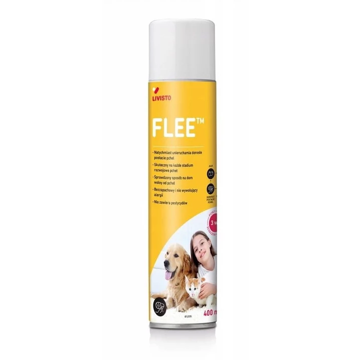 FLEE 3 w 1 - preparat do zwalczania pcheł, roztoczy w otoczeniu, bezpieczny dla kotów 400 ml
