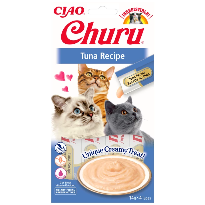 INABA CIAO CHURU - niskokaloryczny przysmak dla kota w formie kremowego sosu, tuńczyk 4x14g