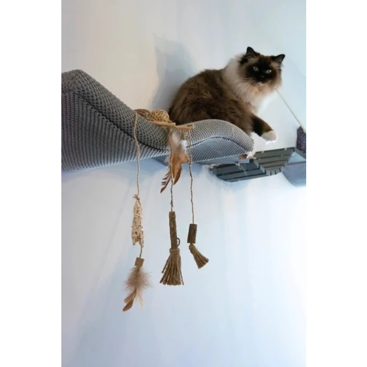 ZOLUX Ethi'cat - wędka dla kota z ekologicznych materiałów, z tekturową piłeczką i piórkami 50cm - 4