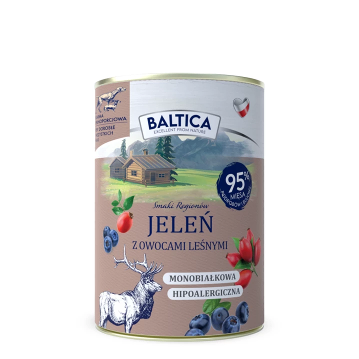 BALTICA Smaki Regionów - monoproteinowa, mokra karma dla psa, jeleń z owocami leśnymi 400g