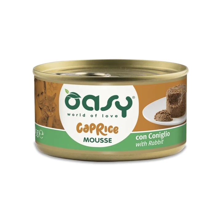 OASY Oasy Caprice Mousse - pełnoporcjowa, mokra karma dla kota, delikatny mus z królikiem 85g