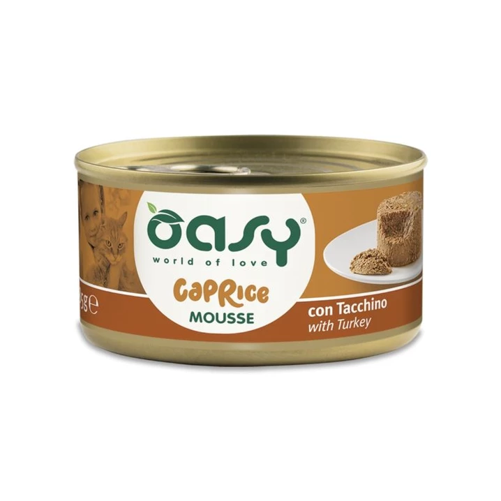 OASY Caprice Mousse - pełnoporcjowa, mokra karma dla kota, delikatny mus z indykiem 85g