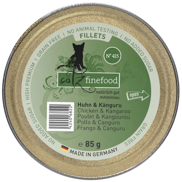 CATZ FINEFOOD Fillets - pełnoporcjowa, mokra karma dla kota, kurczak, kangur w galaretce 85 g - 2