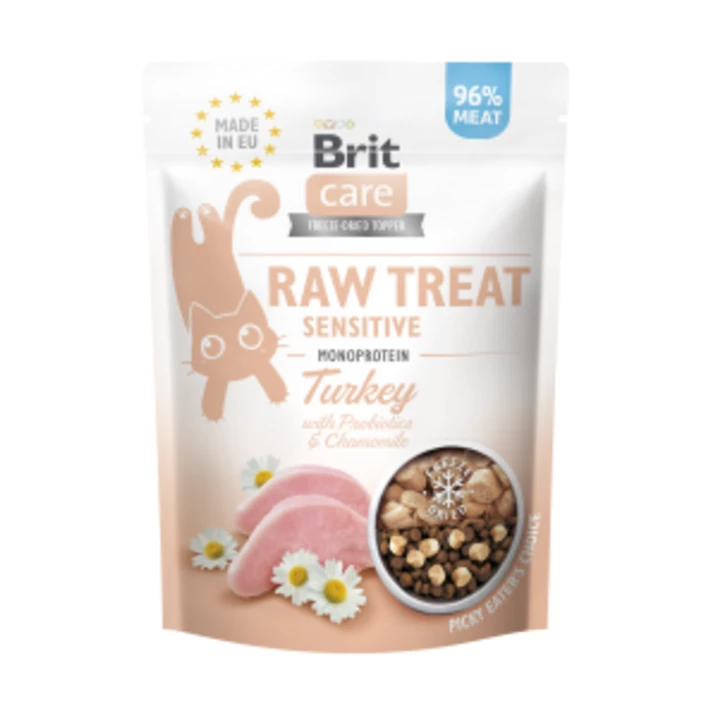 BRIT Raw Treat Cat Sensitive - liofilizowane przysmaki dla kotów, indyk z probiotykami 40g