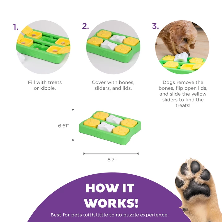 OUTWARD HOUND Nina Ottosson Dog Brick Small - zabawka interaktywna, łamigłówka dla szczeniąt i małych psów - 5