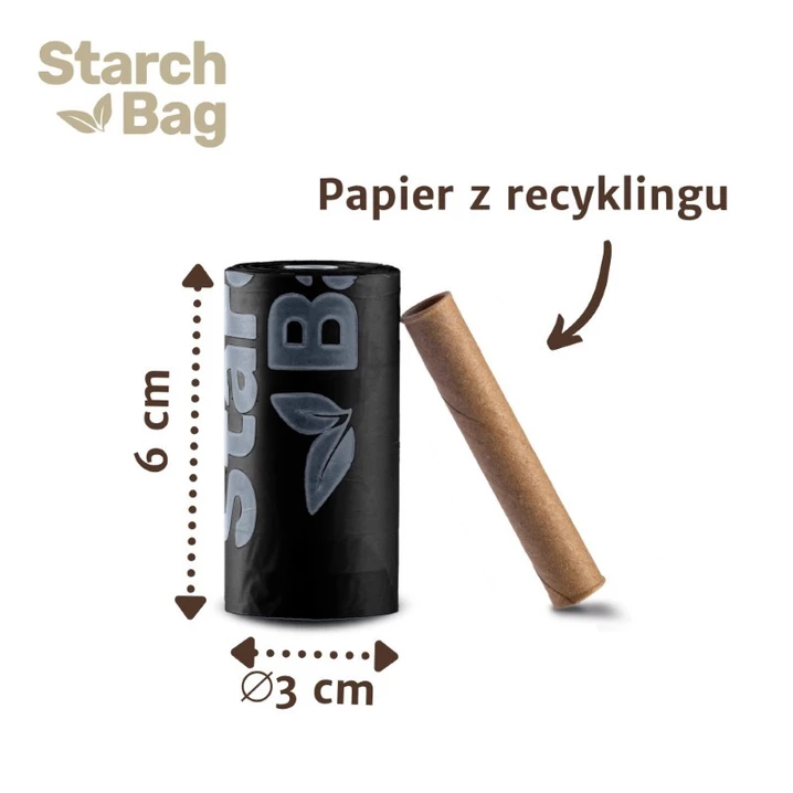 STARCHBAG kompostowalne BIO worki na odchody dla psa 8 rolek po 15 sztuk, czarne - 2
