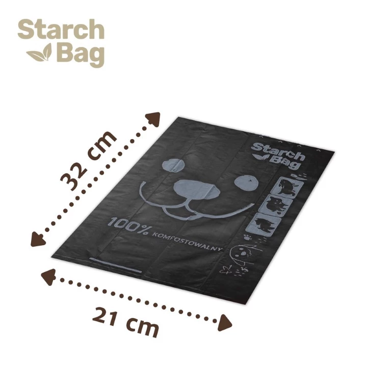 STARCHBAG kompostowalne BIO worki na odchody dla psa 8 rolek po 15 sztuk, czarne - 3