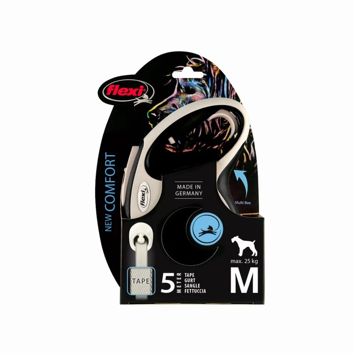 FLEXI New Comfort M - smycz automatyczna z taśmą dla psa o wadze do 25 kg, 5 metrów, czarna - 2
