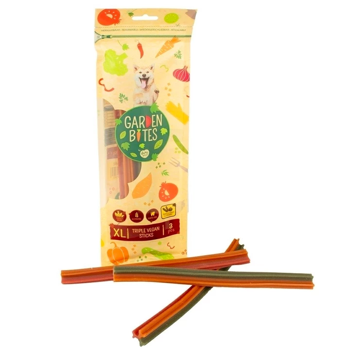Gryzaki Garden Bites Vegan Triple Sticks - gryzaki dentystyczne dla psa z marchewką, pomidorem i ogórkiem - 4