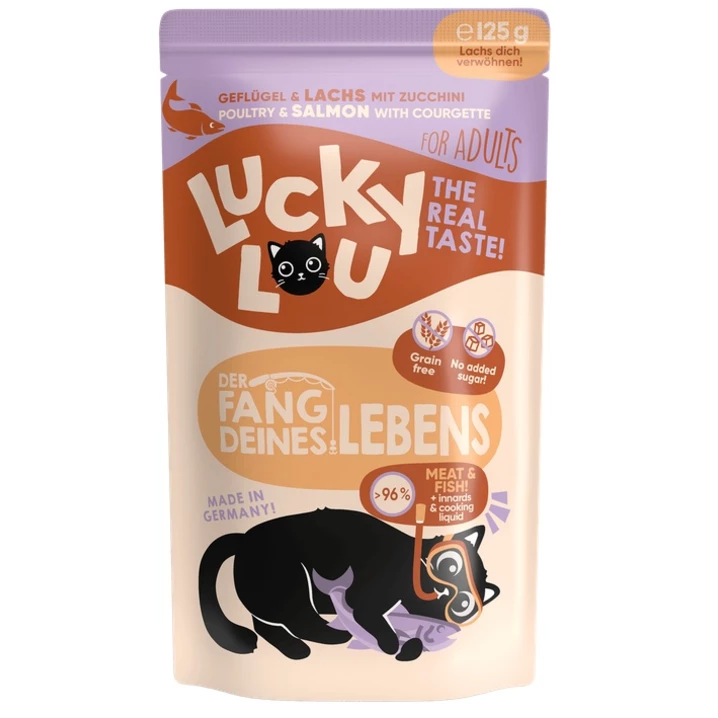 Lucky Lou Lifestage Adult - wysokomięsna, mokra karma dla dorosłych kotów, drób z łososiem