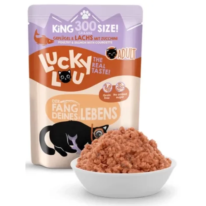 Lucky Lou Lifestage Adult - wysokomięsna, mokra karma dla dorosłych kotów, drób z łososiem - 4