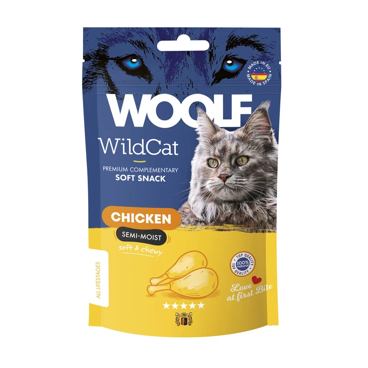 WOOLF WildCat Soft Snack Chicken - miękkie smakołyki dla kota z kurczakiem 50g