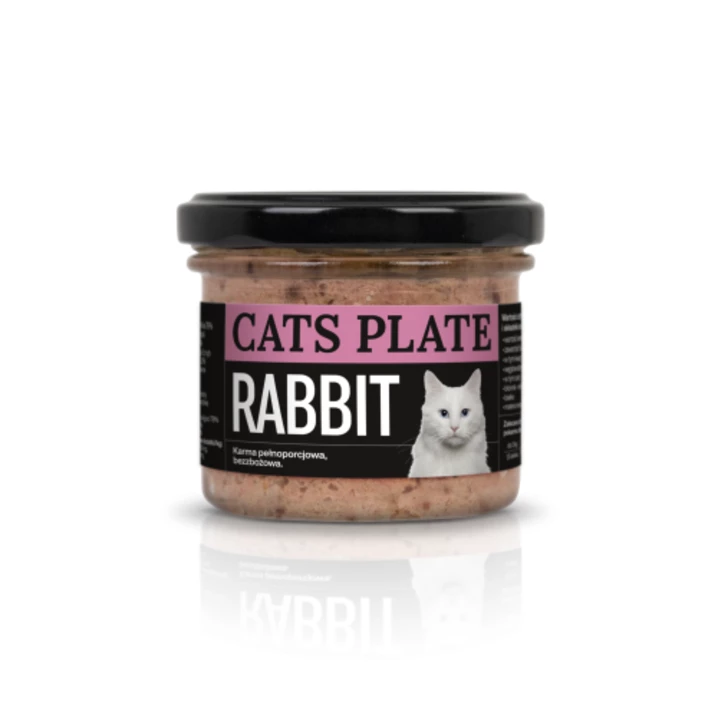 CATS PLATE wysokomięsna karma dla kota najwyższej jakości, królik z indykiem w słoiczku 100g