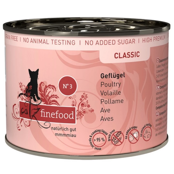 CATZ FINEFOOD Classic N.3 - wysokomięsna, bezzbożowa karma mokra dla kota, drób 200g