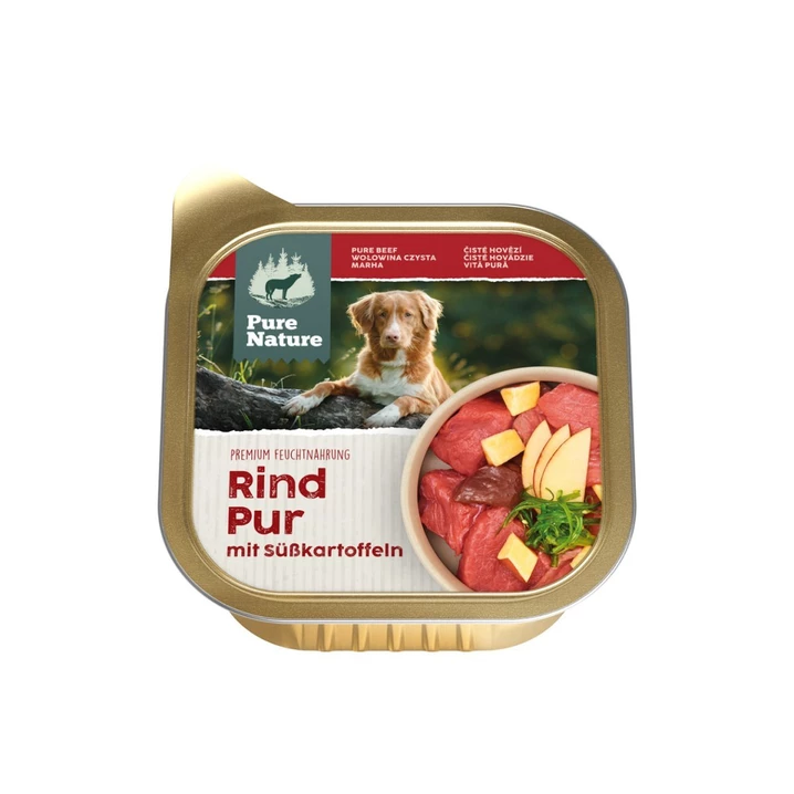 PURE NATURE DOG Rind Pur - monobiałkowa, mokra karma dla psów dorosłych, wołowina z batatami i jabłkami 150g