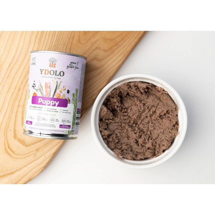YDOLO Healthy&Pure Puppy - wysokomięsna, mokra karma dla szczeniaka, z mięsa wieprzowego Iberico i ryby 400g - 3
