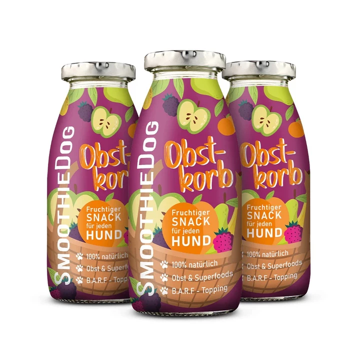 SMOOTHIE DOG Obstkorb - naturalna, płynna przekąska dla psów, mix owocowy 250ml