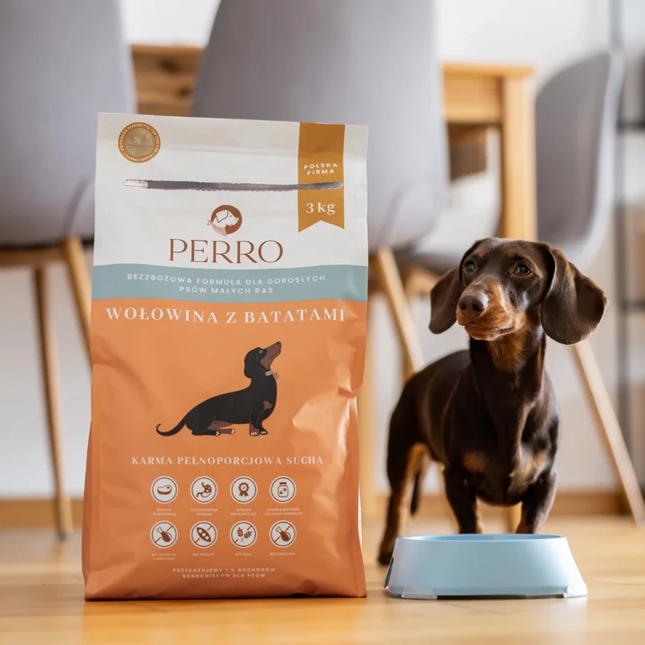 PERRO bezzbożowa, sucha karma dla dorosłych psów małych ras, wołowina z batatami 1kg - 2