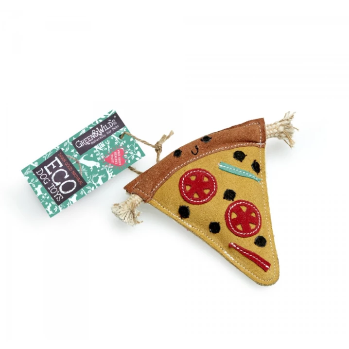 GREEN&WILD'S Pepe le Pizza  - bardzo wytrzymała zabawka dla psa z naturalnej skóry i juty 20cm