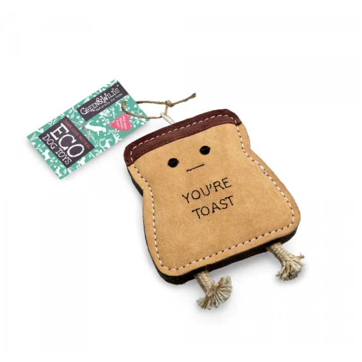 GREEN&WILD'S You're Toast  - bardzo wytrzymała zabawka dla psa z naturalnej skóry i juty 19cm